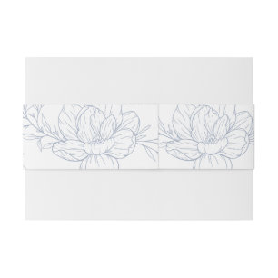 Bandeau De Faire-part Magnolia floral bleu poussiéreux minimaliste