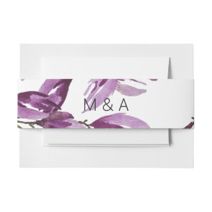 Bandeau De Faire-part Magnolia Violet Pourpre Artistique Aquarelle