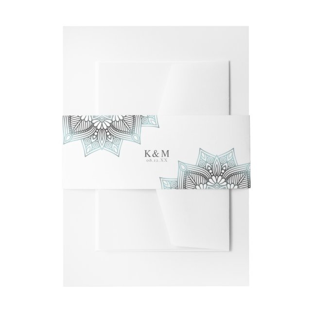 Bandeau De Faire-part Mandala Lace Rev Mariage Lt. Blue ID968 (Devant example)