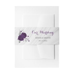 Bandeau De Faire-part marbre royal violet argenté mariage