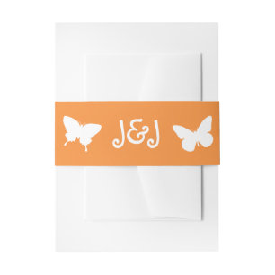Bandeau De Faire-part Marguerites et papillons dans Orange Invitation Ba