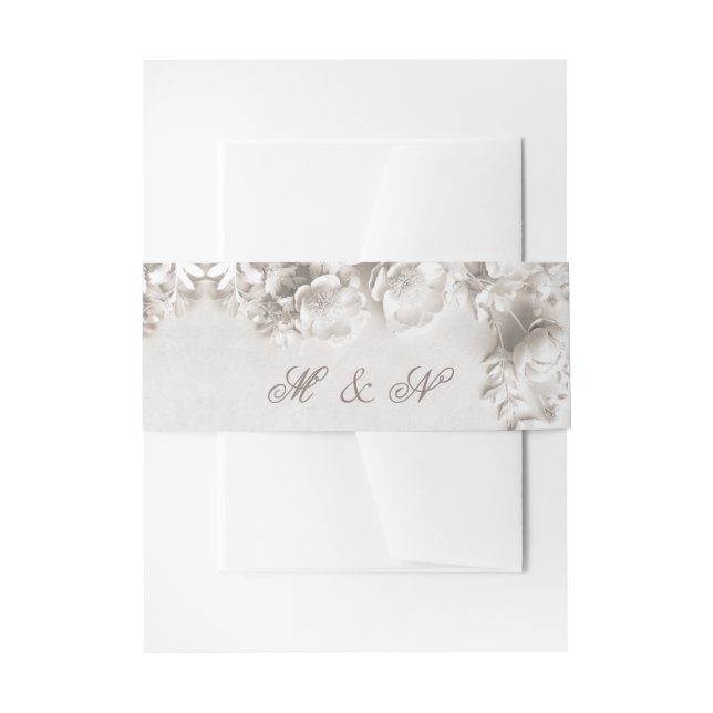 Bandeau De Faire-part Mariage à 3 fleurs blanches avec initiales (Devant example)
