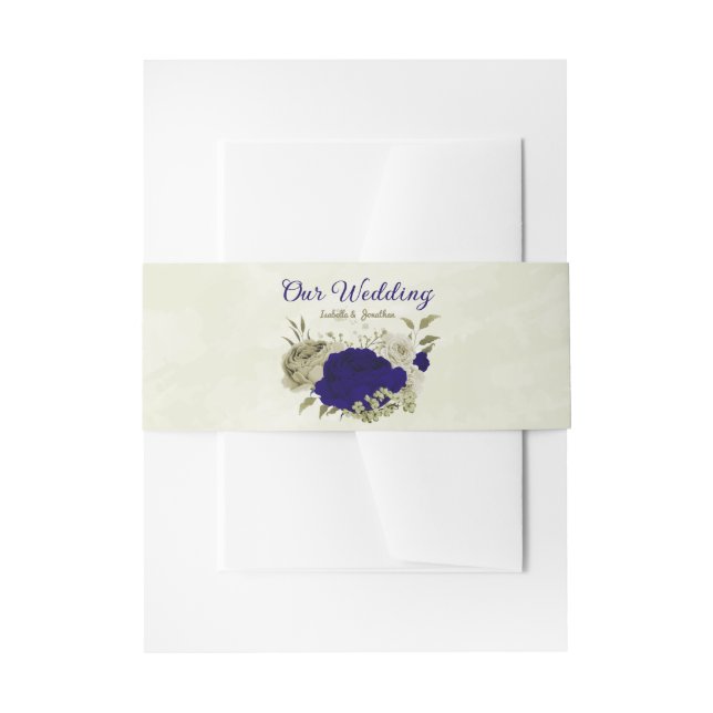 Bandeau De Faire-part Mariage à fleurs bleu Royal (Devant example)