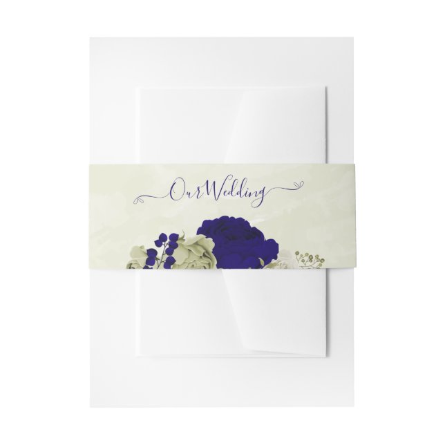 Bandeau De Faire-part Mariage à fleurs bleu Royal (Devant example)