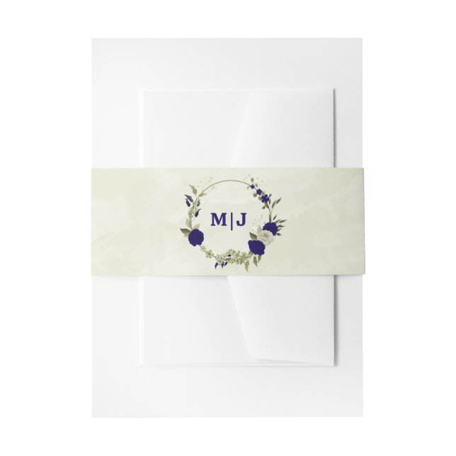 Bandeau De Faire-part Mariage à fleurs bleu Royal (Devant example)