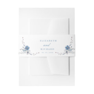 Bandeau De Faire-part Mariage à fleurs de printemps bleu bleu marine Dus