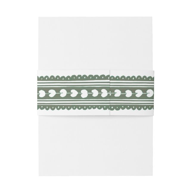 Bandeau De Faire-part Mariage à impression botanique verte et blanche (Dos Example)