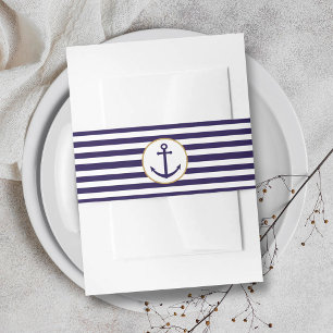 Bandeau De Faire-part Mariage à l'ancre à rayures blanches et marine