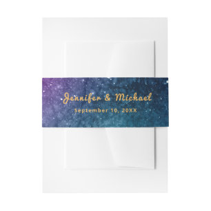 Bandeau De Faire-part Mariage à l'aquarelle bleu paon moderne et or