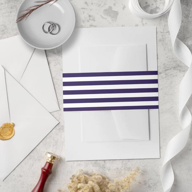 Bandeau De Faire-part Mariage à rayures bleues et blanches de la Marine  (Créateur téléchargé)