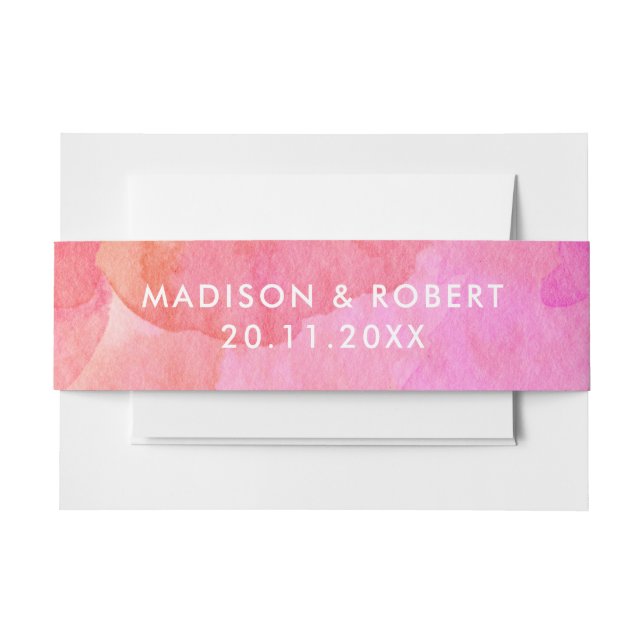 Bandeau De Faire-part Mariage Abstrait Moderne à l'Aquarelle Rose et Ora (Devant Example)