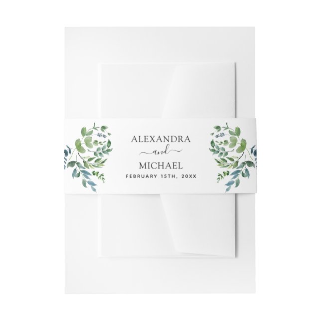 Bandeau De Faire-part Mariage aquarelle de verdure botanique (Devant example)