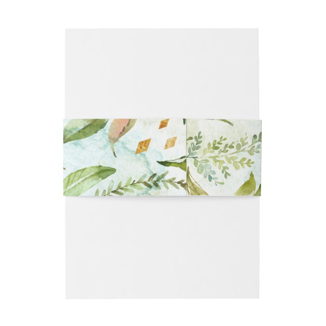 Bandeau De Faire-part Mariage aquarelle géométrique verdure cristalline (Dos Example)