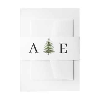 Bandeau De Faire-part Mariage aquarelle hivernal en forêt