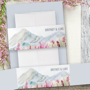 Bandeau De Faire-part Mariage aquarelle Prairie de Montagne