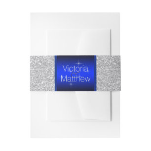 Bandeau De Faire-part Mariage Argent et Bleu Royal
