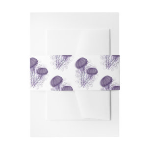 Bandeau De Faire-part Mariage Art Nautilus Méduse Aquarelle Violette