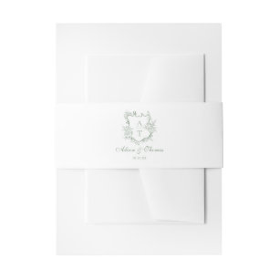 Bandeau De Faire-part Mariage au blason de monogramme classique vert sau