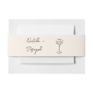Bandeau De Faire-part Mariage au Champagne Rétro Écrit à la Main