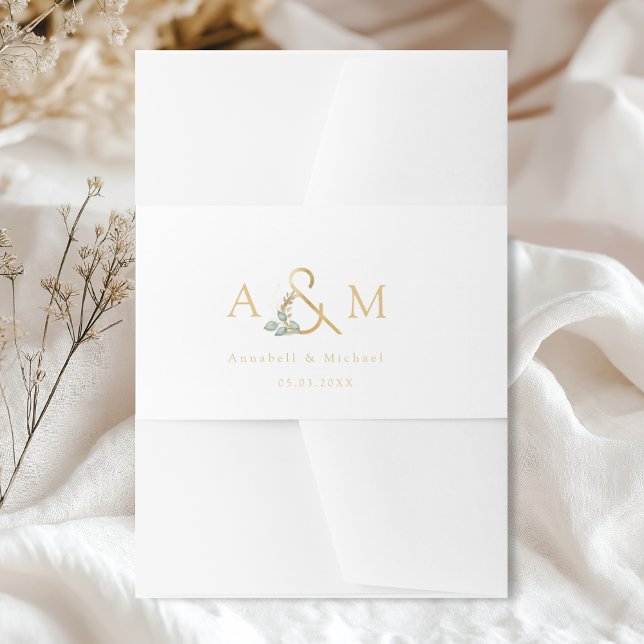 Bandeau De Faire-part Mariage au Eucalyptus Esperluette (Personalized Eucalyptus Ampersand Wedding Invitation Belly Band)