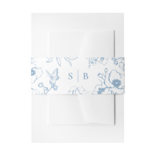 Bandeau De Faire-part Mariage au Jardin Floral Bleu Poussiéreux avec Mon
