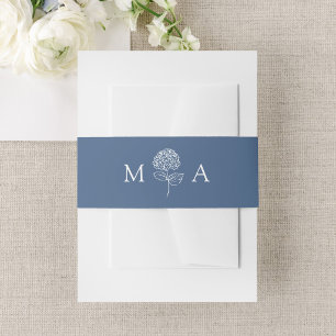 Bandeau De Faire-part Mariage au monogramme avec Hydrangea Navy Classiqu
