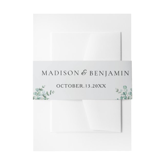 Bandeau De Faire-part mariage au vert eucalyptus (Devant example)