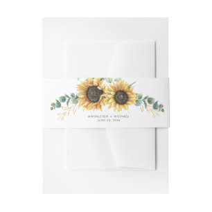 Bandeau De Faire-part Mariage aux feuillages d'eucalyptus et tournesol