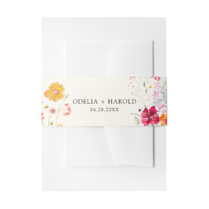 Bandeau De Faire-part Mariage aux fleurs sauvages colorées