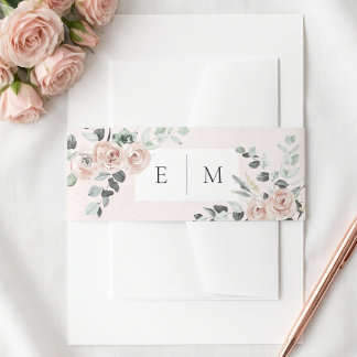 Bandeau De Faire-part Mariage aux Roses Roses Blush