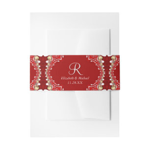 Bandeau De Faire-part Mariage Batik de Bohême Rouge