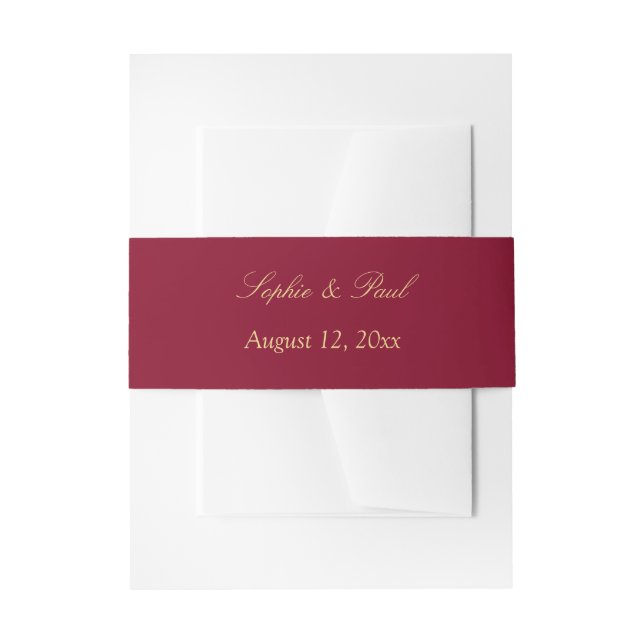 Bandeau De Faire-part Mariage beige doré bordeaux (Devant example)