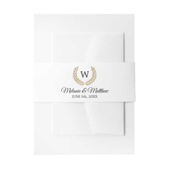 Bandeau De Faire-part Mariage blanc de monogramme de noir de laurier (Devant example)