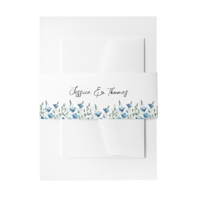 Bandeau De Faire-part Mariage blanc Fleur sauvage chic Boho bleu (Devant example)