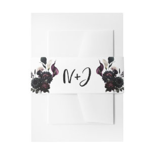 Bandeau De Faire-part Mariage Blanc Floral Romantique Sombre et Maussade