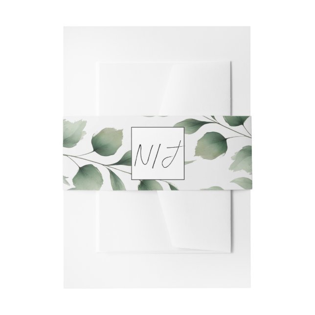 Bandeau De Faire-part Mariage Blanc Moderne avec Feuillage Minimal (Devant example)