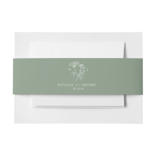 Bandeau De Faire-part Mariage blanc vert pâle vert pâle fleur sauvage si