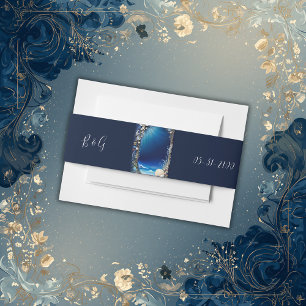 Bandeau De Faire-part mariage bleu côtier
