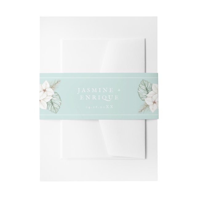 Bandeau De Faire-part Mariage bleu verre de mer tropical (Devant example)