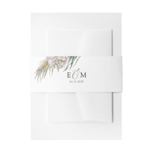Bandeau De Faire-part Mariage Bohème Blanc Floral & Palmier