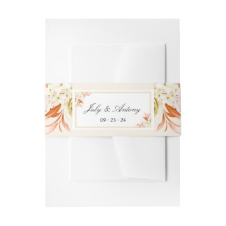 Bandeau De Faire-part Mariage Bohème chic pêche et orange