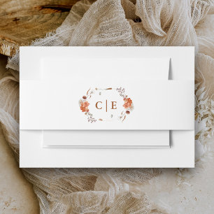Bandeau De Faire-part Mariage bohème rustique aux fleurs orange brûlé