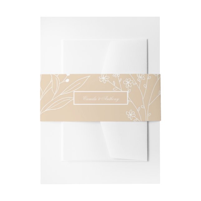 Bandeau De Faire-part Mariage Boho Floral Blanc Beige Corner (Devant example)