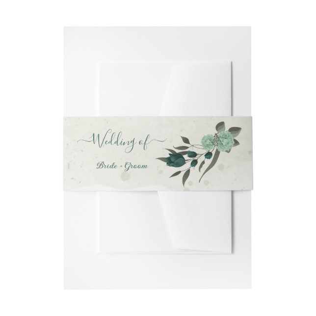 Bandeau De Faire-part mariage botanique des fleurs vert émeraude (Devant example)