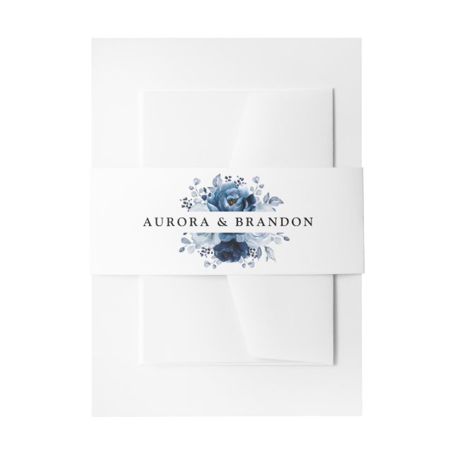 Bandeau De Faire-part Mariage Botanique Floral Bleu Poussiéreux Ardoise  (Devant example)