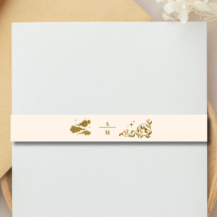 Bandeau De Faire-part Mariage Botanique Mystique Or Vintage