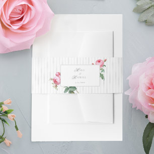 Bandeau De Faire-part Mariage Botanique Rose Romantique Chic Français