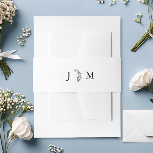 Bandeau De Faire-part Mariage Botanique Rustique au Feuillage d'Eucalypt (Rustic eucalyptus greenery belly band adds natural elegance and a personalized touch to invitations.)