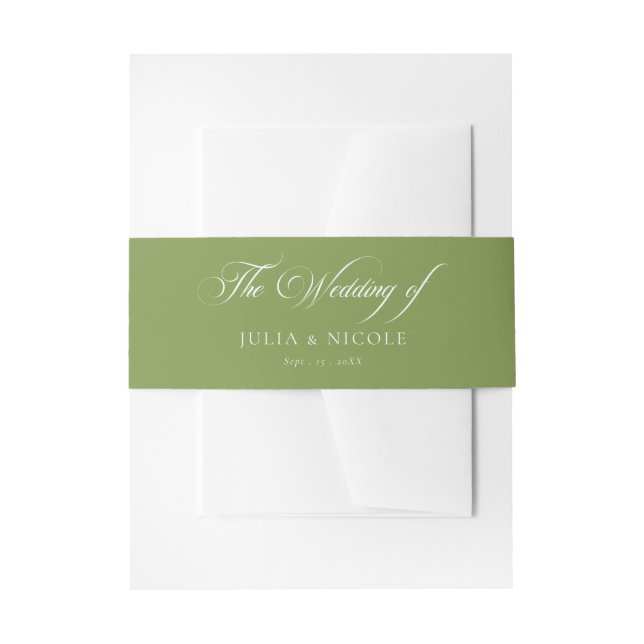 Bandeau De Faire-part Mariage Calligraphié Classique Vert Ivoire (Devant example)