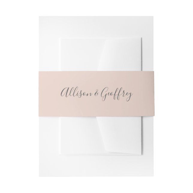 Bandeau De Faire-part Mariage Calligraphié Gris et Rose Uni (Devant example)